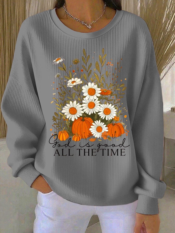 Women's Casual Autumn Faith Textured Sweatshirt