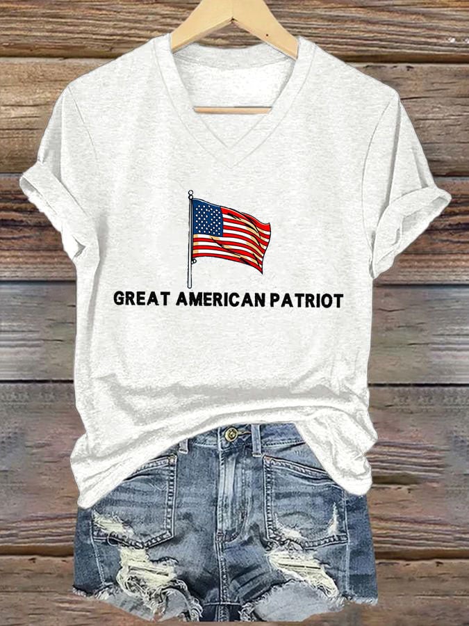 Women's Commemorative Print V Neck T-shirt