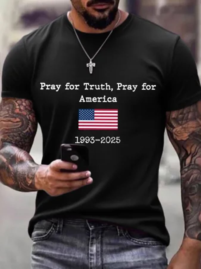 Men's Pray For Truth Pray For America Print short-sleeved T-shirt