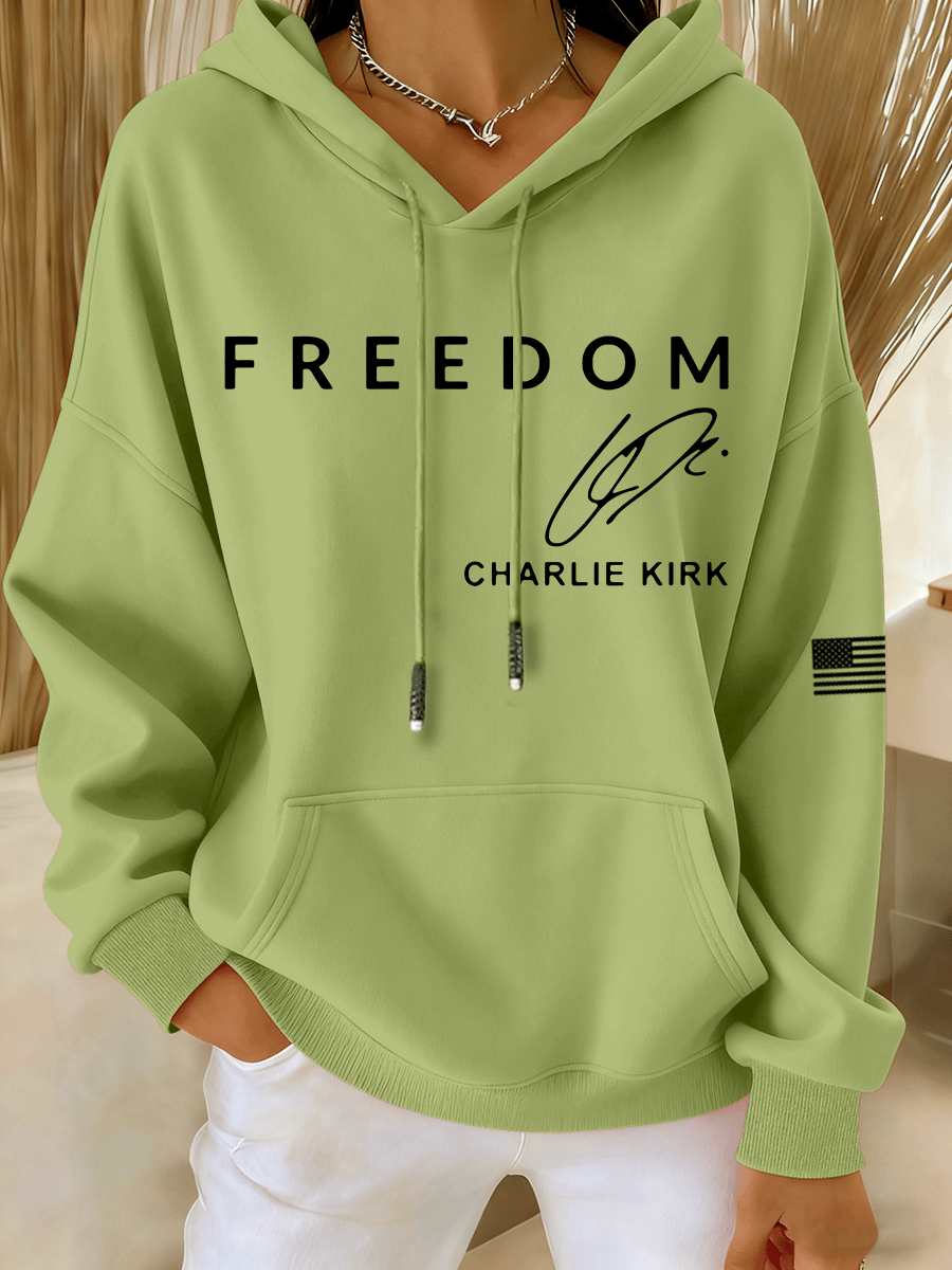 Women's Freedom Heat Transfer Cotton Hooded Sweatshirt
