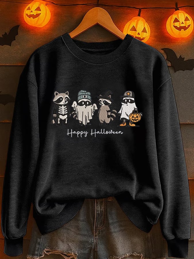 Women's Halloween Raccoon Casual Sweatshirt