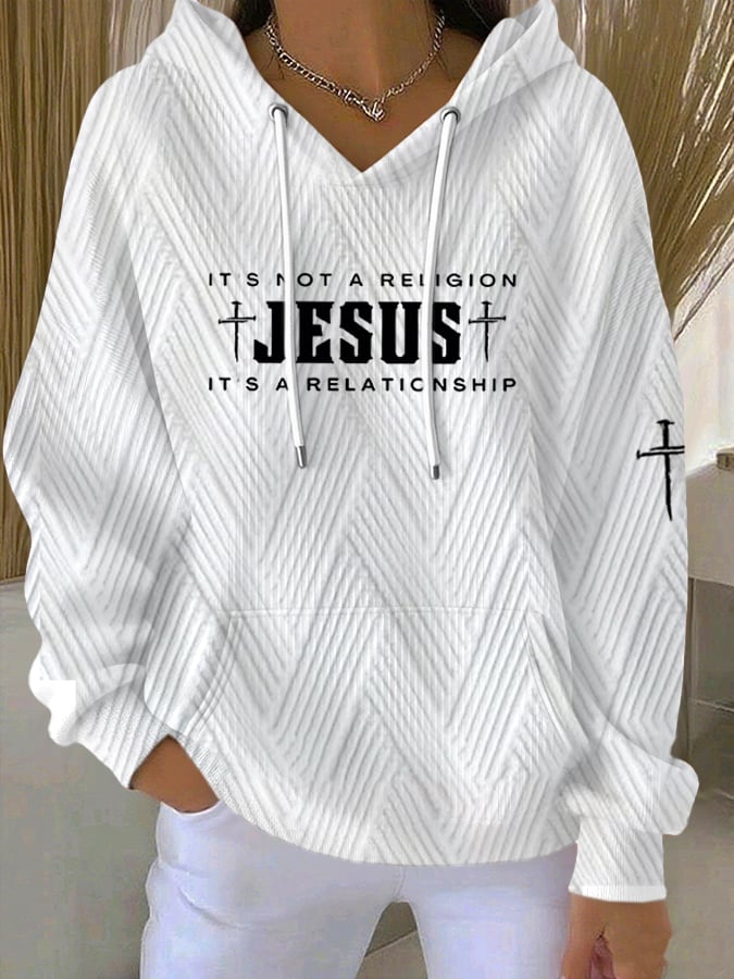 Women's Faith Print Casual Hooded Sweatshirt