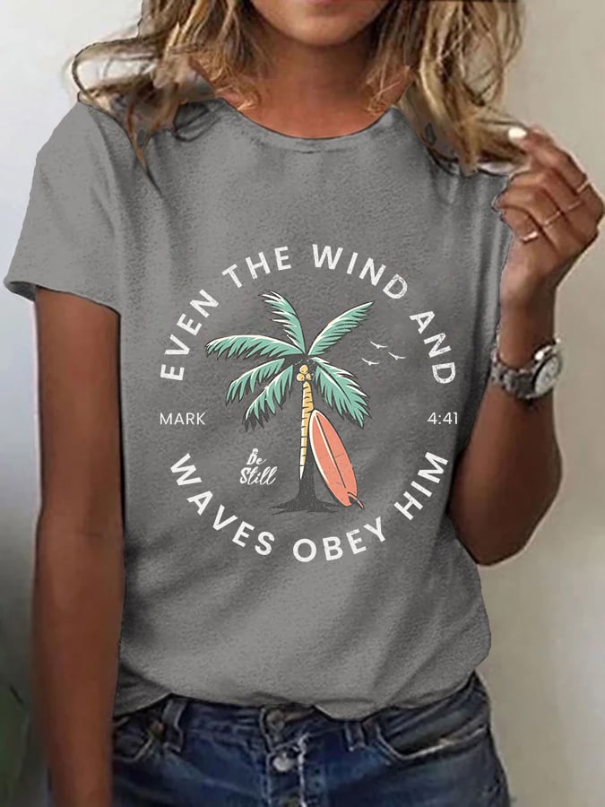 Women'S Casual Christian Scripture Graphic Print Short Sleeve T-Shirt