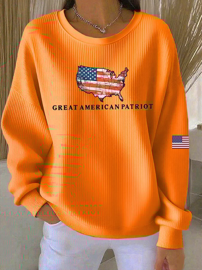 Women's Print Knit Crew Neck Long Sleeve Top