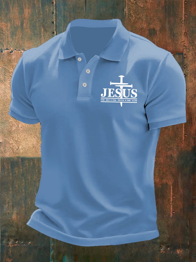 Men's Jesus The Way The Truth The Life printed polo shirt