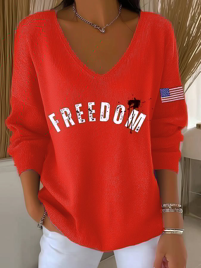 Women's Freedom Print Long Sleeve Top