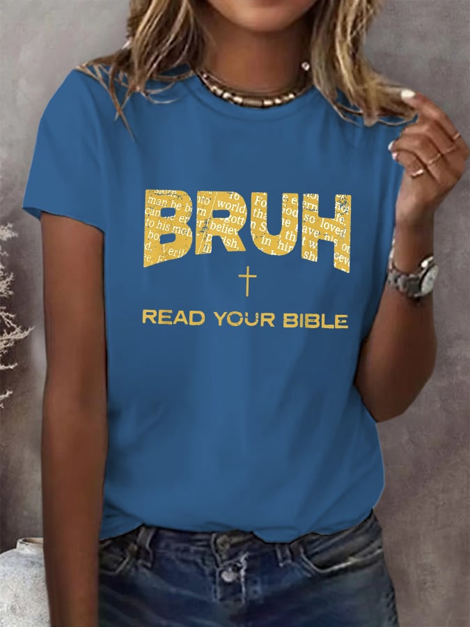 Women's Casual Christian Faith Graphic Printed Round Neck Short Sleeve T-Shirt