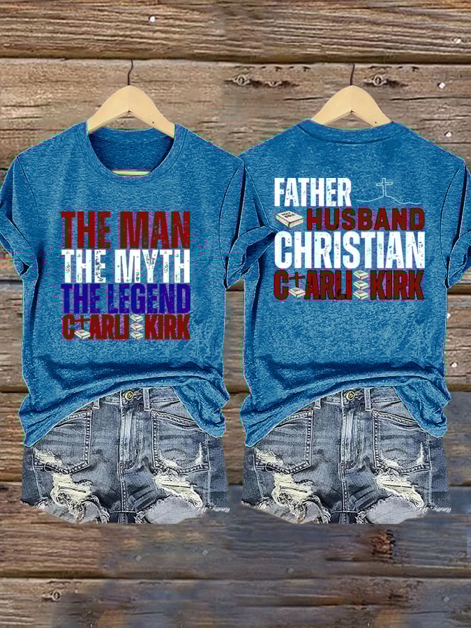 Women's Retro Father Husband Christian The Man The Myth The Legend Print Shirt