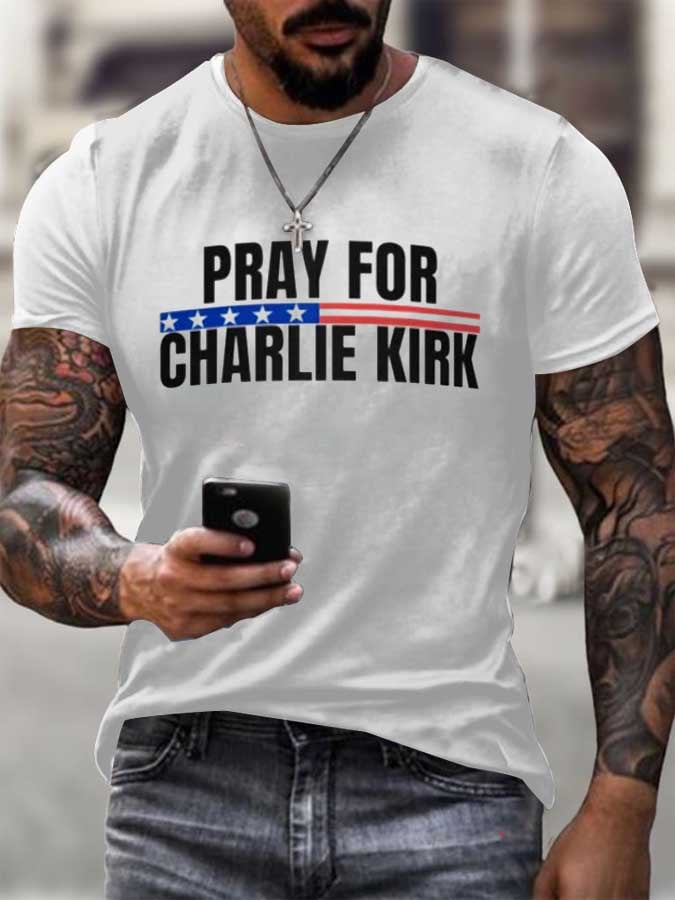 Pray for Charlie Kirk Cross Christian T-Shirt