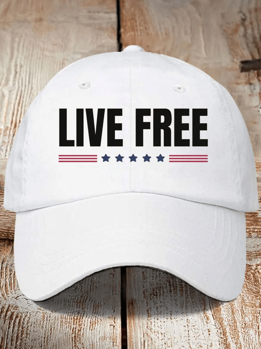 Retro Live Free Print Baseball Cap