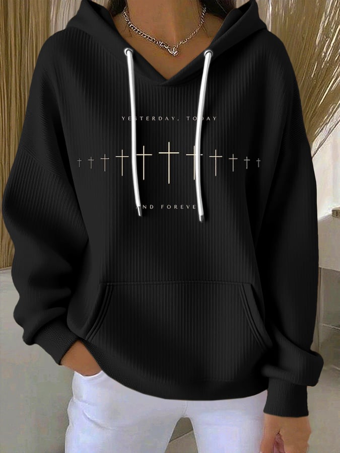 Women's Casual Faith Textured Hoodie