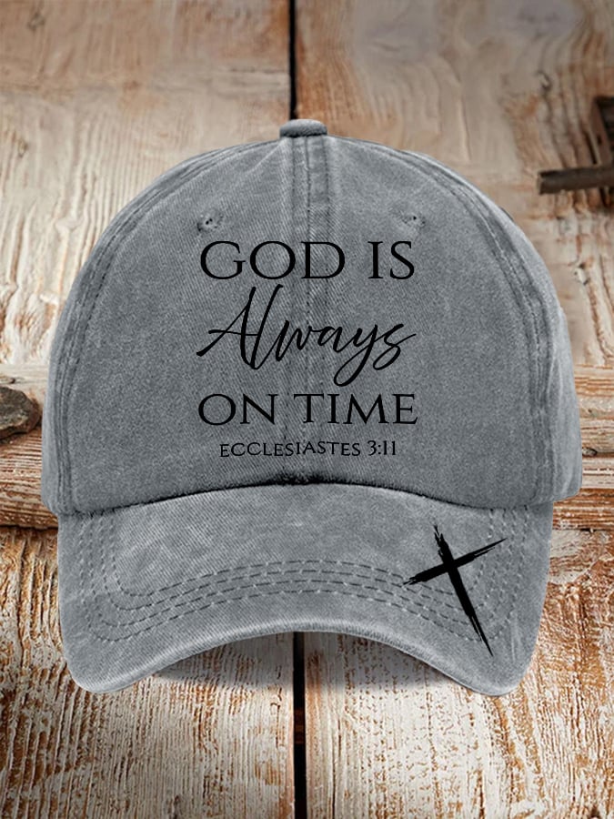 Unisex God Is Always On Time Print Baseball Cap