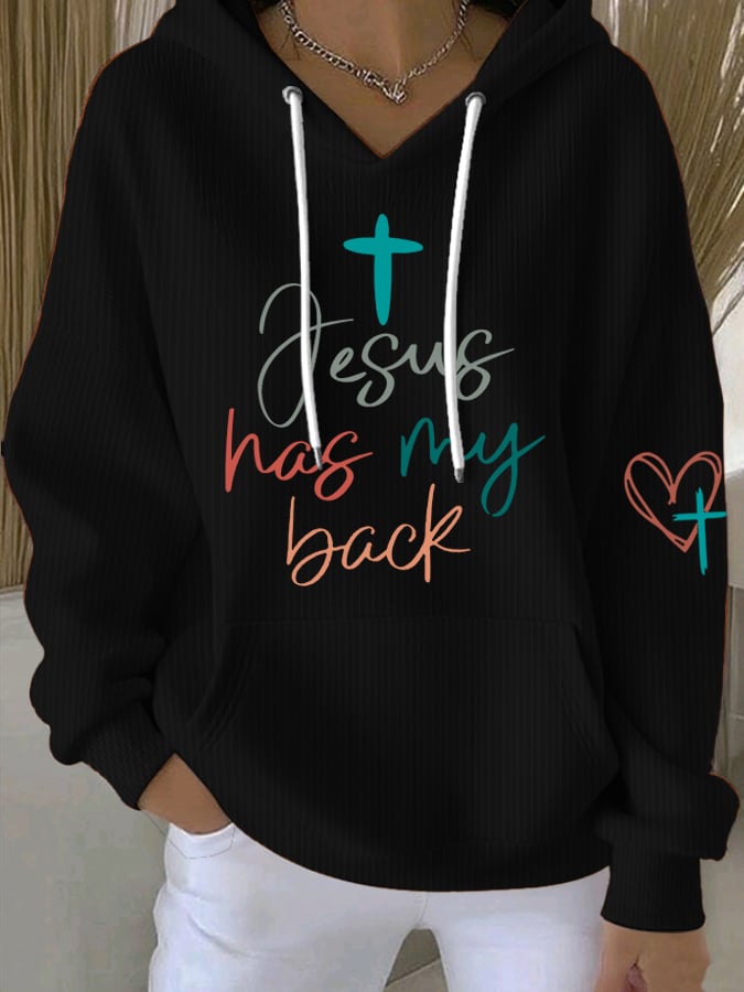 Women's Jesus Has My Back Print Sweatshirts