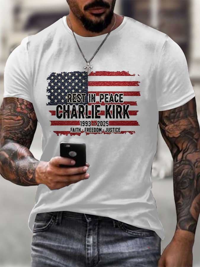 Pray for Charlie Kirk Cross Christian T-Shirt