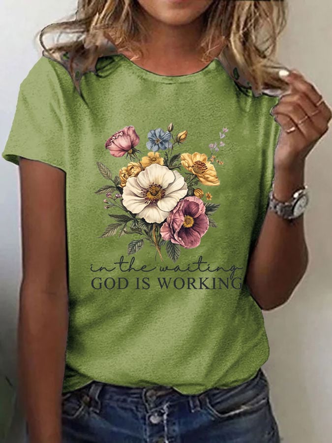 Women's Casual Christian Faith Graphic Printed Round Neck Short Sleeve T-Shirt