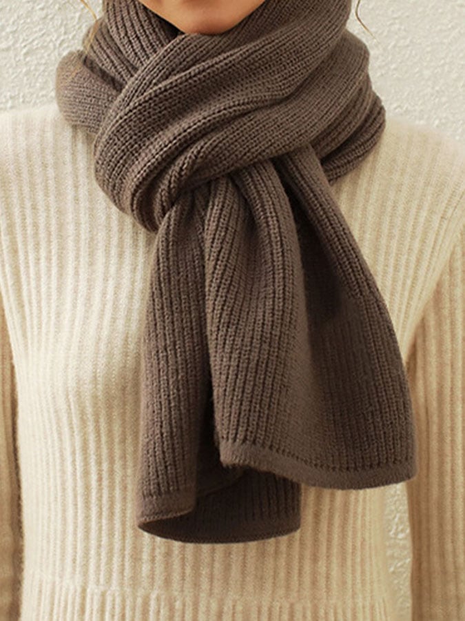 Solid Color Warm Knitted Scarf
