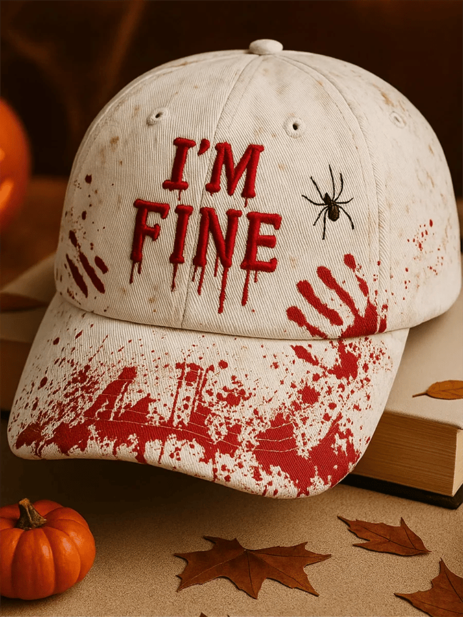Halloween Bloodstained I'm Fine Print Hat