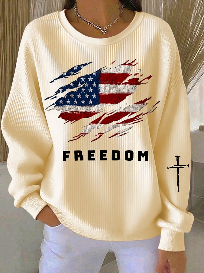 Women's Freedom American Flag Casual Sweatshirt
