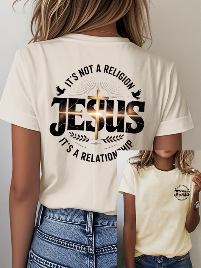 Women's Casual Retro Faith Print T-Shirt