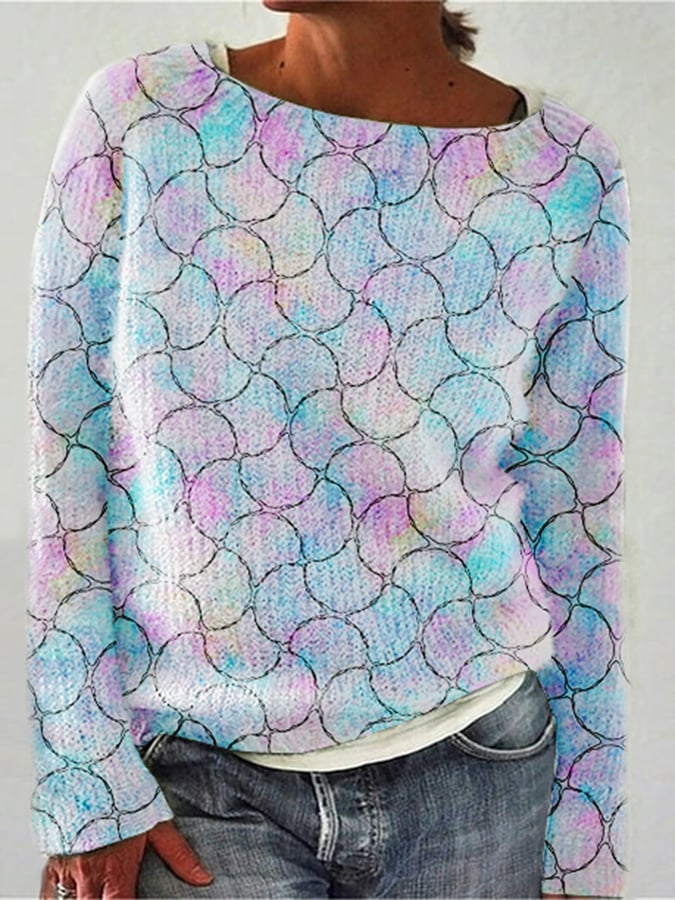 Stylish Colorful Printed Knitted Sweater