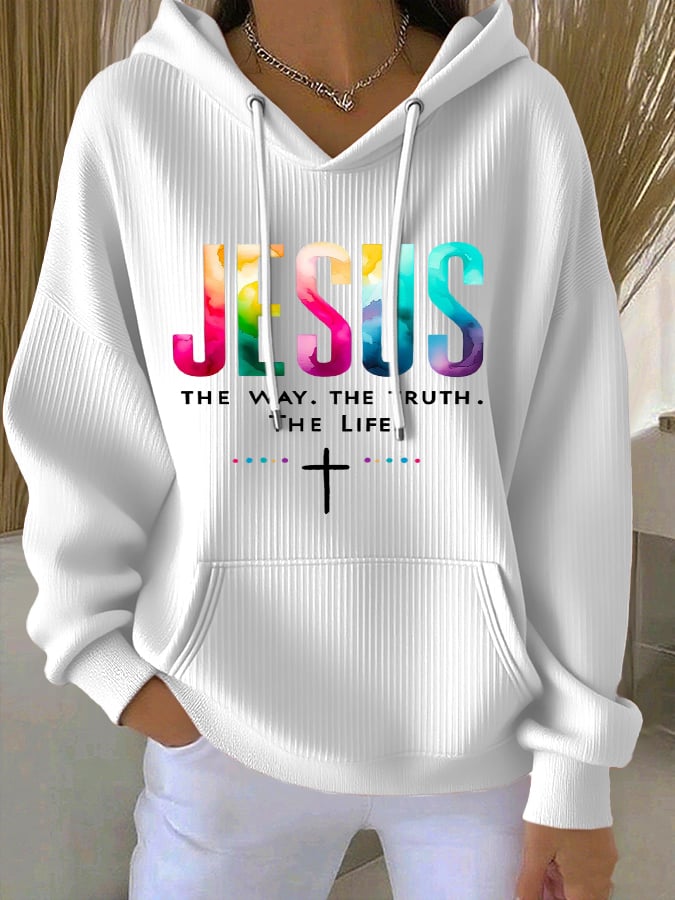 Women's Casual Faith The Way The Truth The Life Ribbed Hoodie