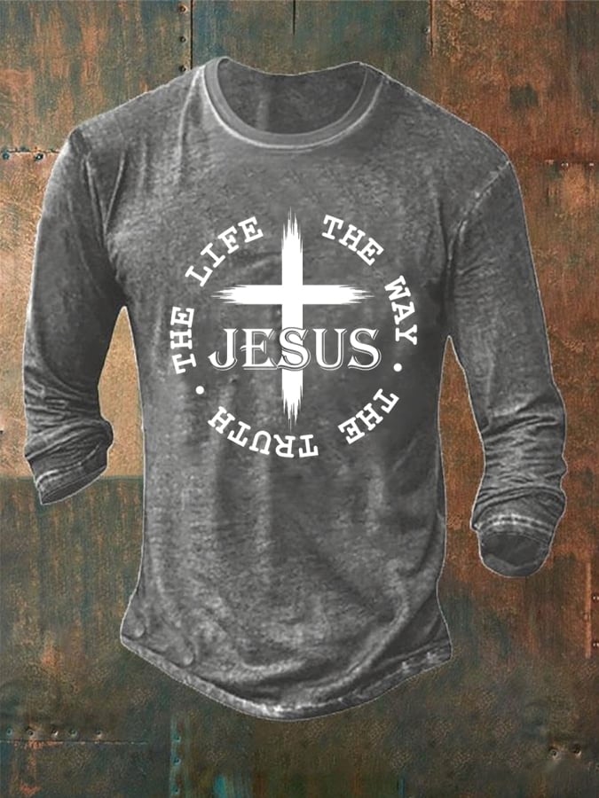 Men's Jesus The Way The Truth The Life Print Long Sleeve T-Shirt