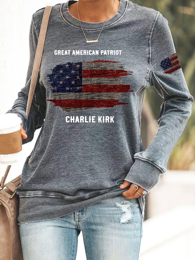 Women's Great American Patriotic Print Round Neck Sweatshirt