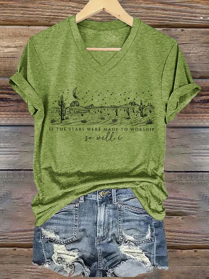 Women's Casual Christian Faith Graphic Print V-Neck Short Sleeve T-Shirt