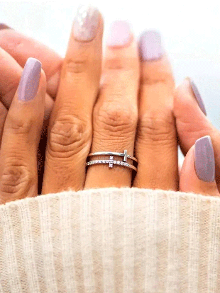 Women'S Fashion Double Cross Ring