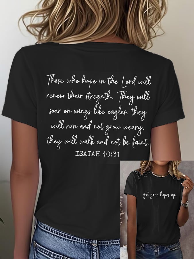 Women's Casual Christian Faith Graphic Printed Round Neck Short Sleeve T-Shirt