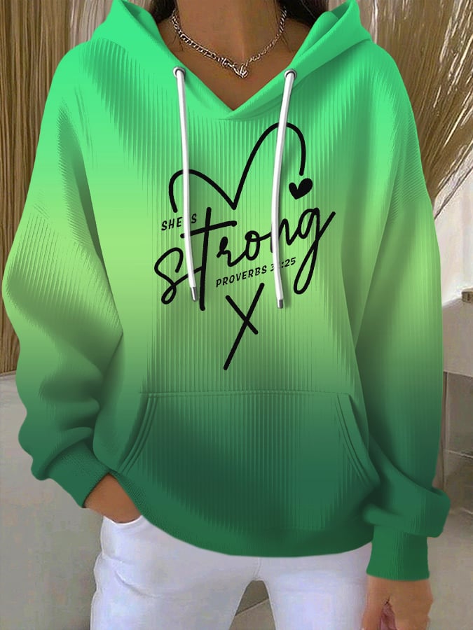 Women's Faith Print Casual Hooded Sweatshirt