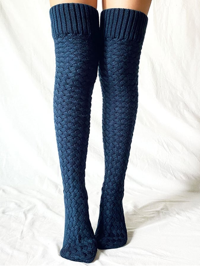 Solid Color Over-The-Knee Cotton Socks
