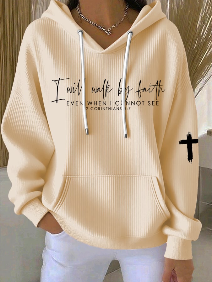 Women's Faith Print Casual Hoodie