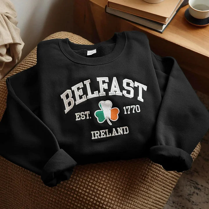 Custom Ireland City/County St Patrick's Day Embroidered Sweatshirt
