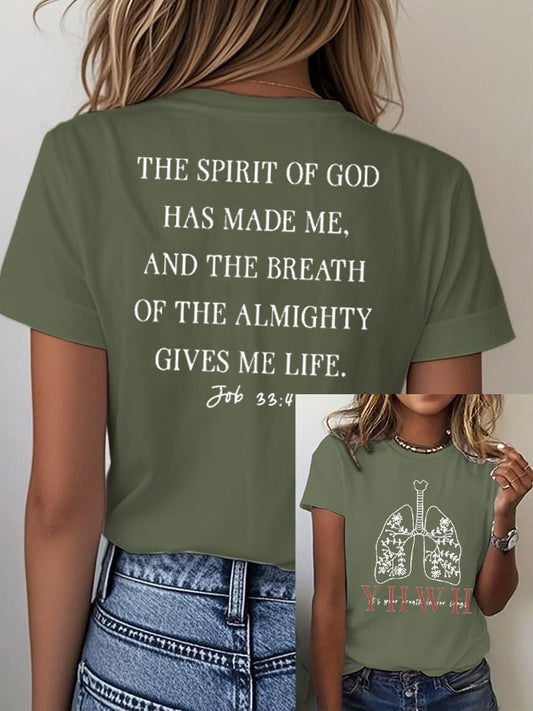 Women's YHWH IT'S YOUR BREATH IN OUR LUNGS Printed Casual T-shirt