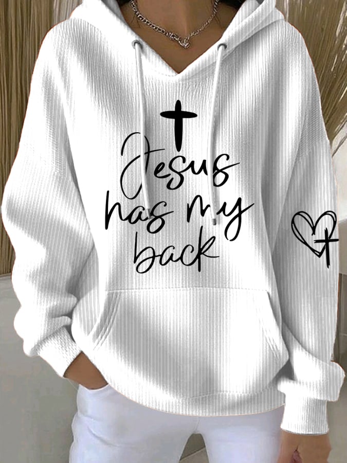 Women's Jesus Has My Back Print  Sweatshirts