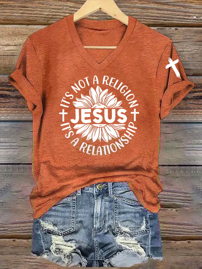 Women's Casual Retro Faith Print T-Shirt