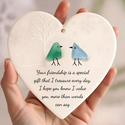 🌊Heart-Shaped Bird Sea Glass Friendship Decoration🌊