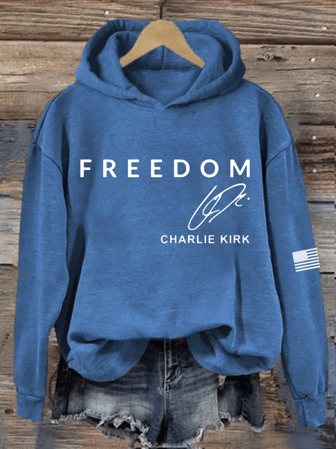Women's Freedom Print Hooded Sweatshirt