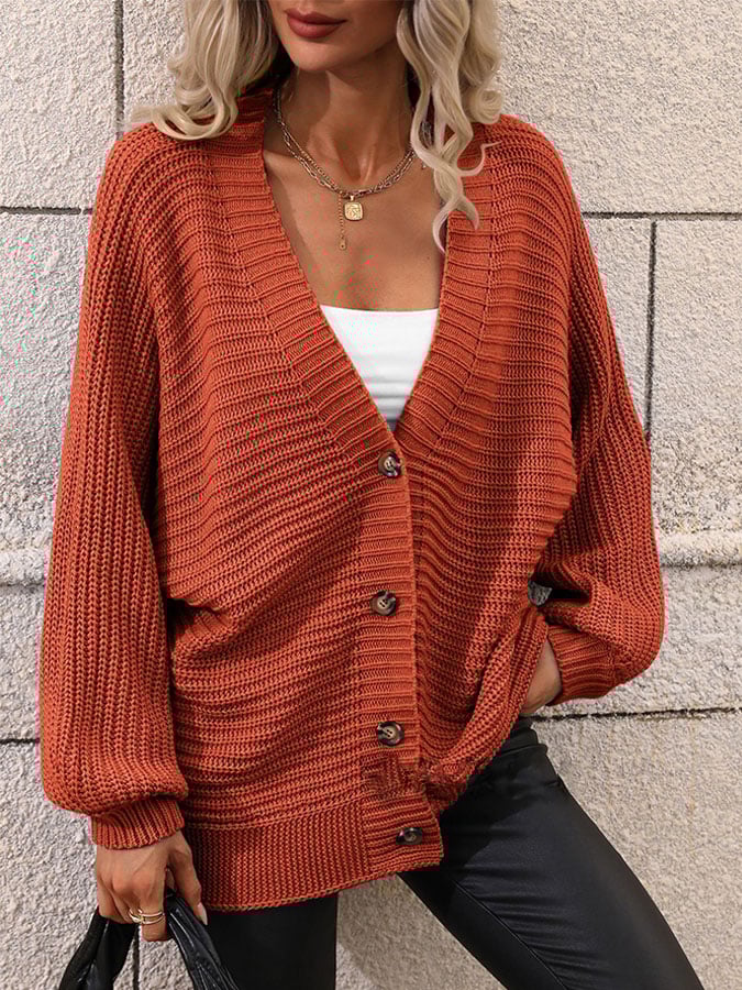 Women'S Sweater Solid Color Knitted Cardigan