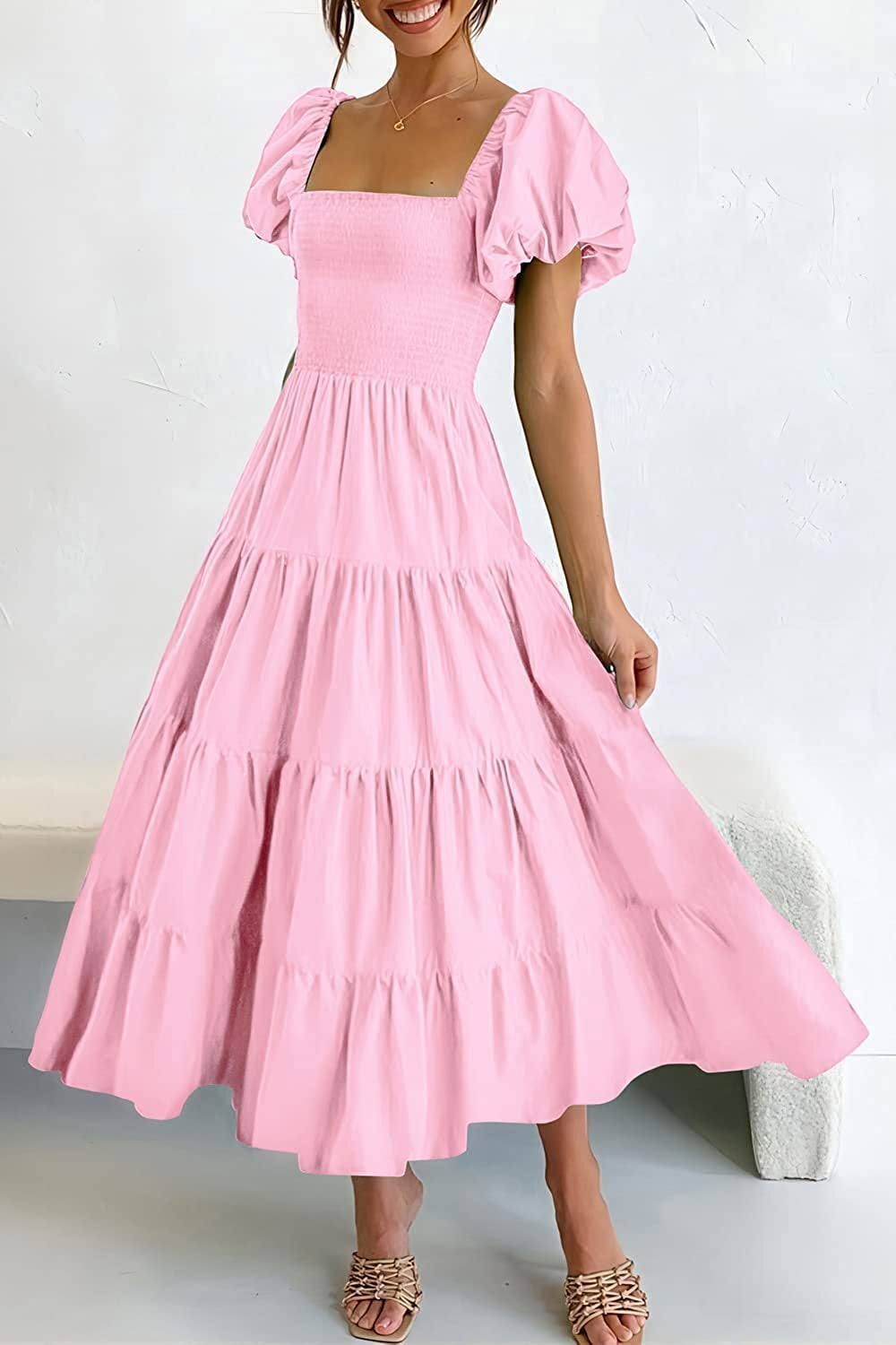 Smocked Puff Sleeve Summer Dress