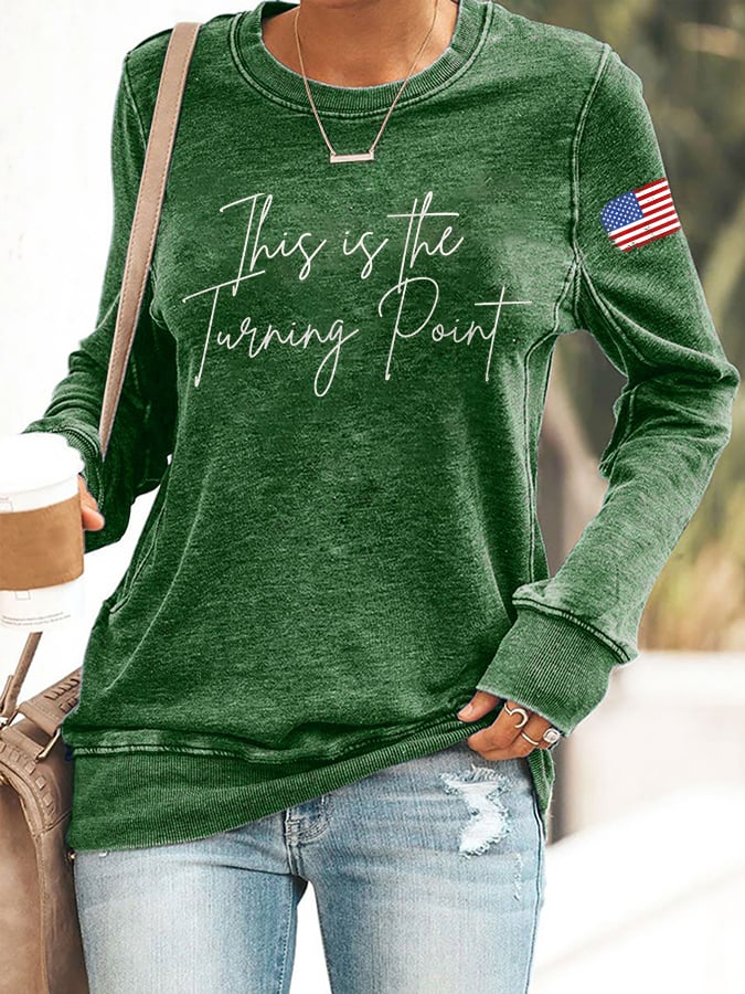 Retro This Is The Turning Point Print Sweatshirt