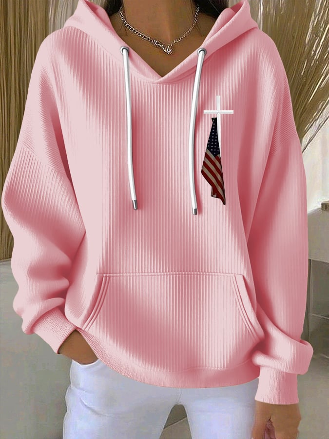Women's Cross Flag Print Hoodie