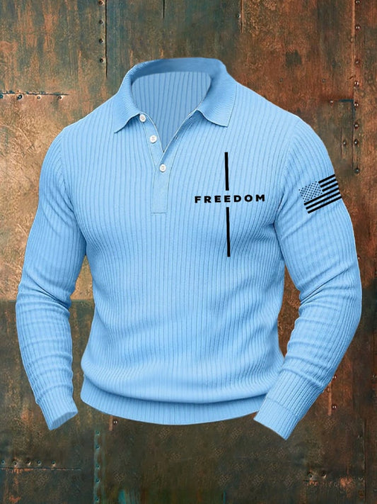 Men's Casual Freedom Faith Flag Knitted Polo