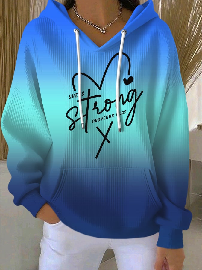 Women's Faith Print Casual Hooded Sweatshirt