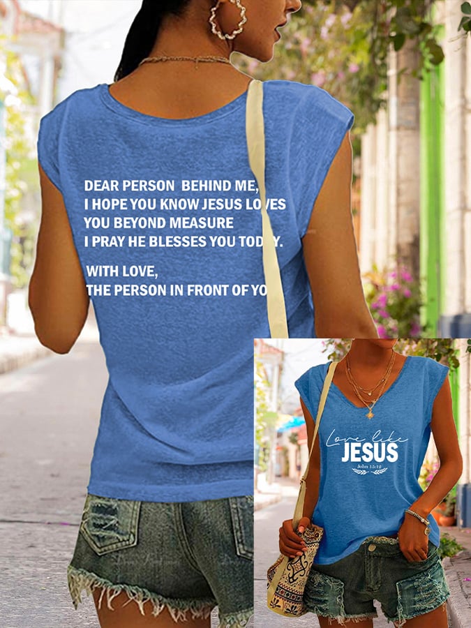 Women's Love Like Jesus Print Casual Vest