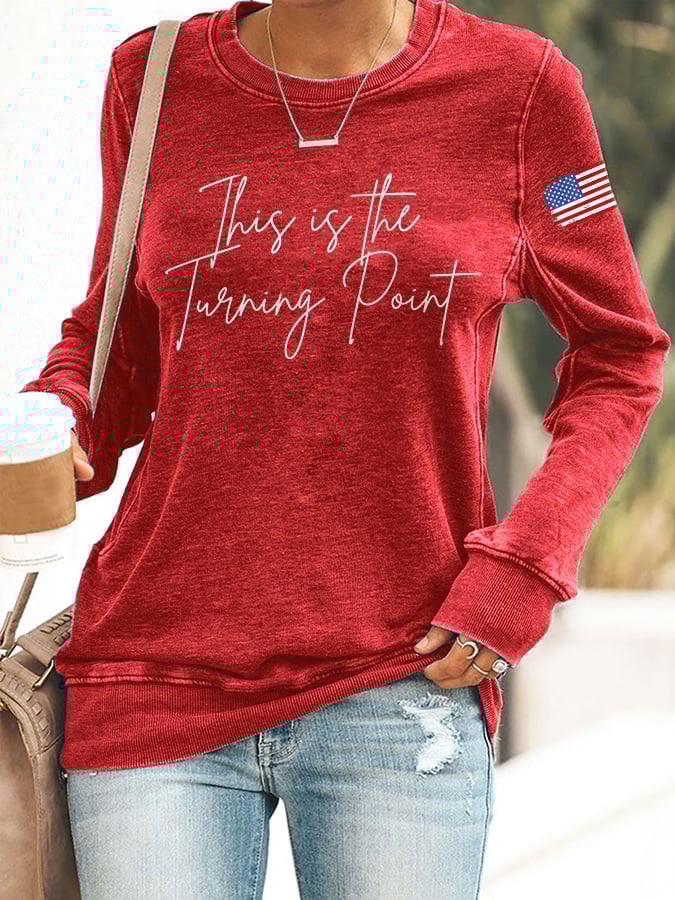 Retro This Is The Turning Point Print Sweatshirt