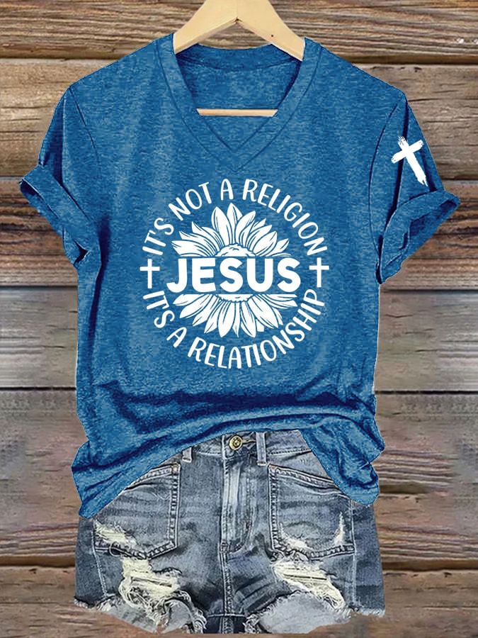 Women's Casual Retro Faith Print T-Shirt