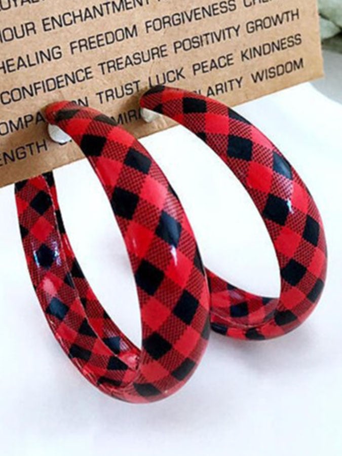 Leather Check Earrings