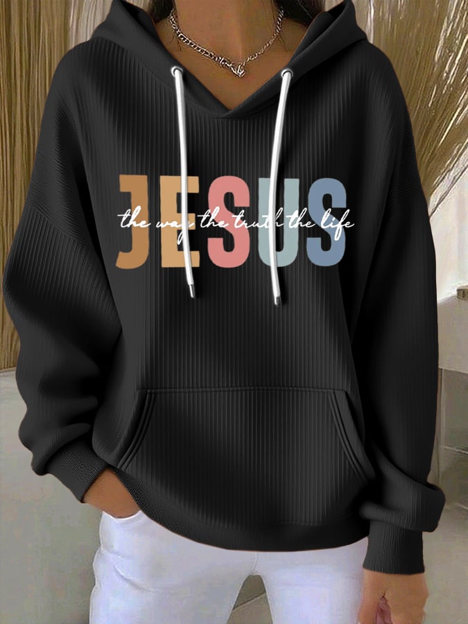✝Buy 3 Get 10% Off✝ Women's Casual Faith Ribbed Hoodie